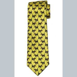Southern Proper Silk Tie Dog Duck Yellow Brown Men's Long
